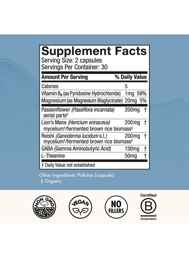Host Defense MycoBenefits Sleep* Capsules - Rest Support for Healthy Sleep Quality - Calming Supplement with Magnesium, Lion's Mane & GABA - Aids Balanced Rest Cycles - 60 Capsules (30 Servings)* - Image 2