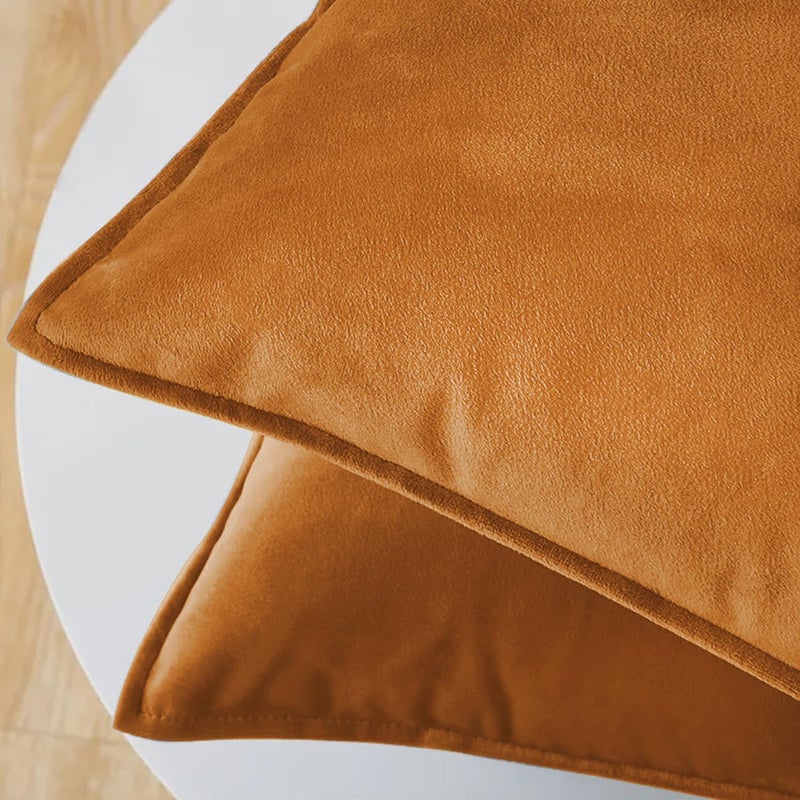 VAKADO Throw Pillow Covers 16x16 Set of 2 Pumpkin Fall Velvet Decor Decorative Couch Cushion Euro Pillowcases with Fringe Home Bed Decoration for Sofa Bedroom Office - Image 2