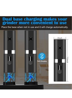 SYOSI Rechargeable Electric Salt and Pepper Grinder Set with Double Charging Base, Support Battery Operated, Refillable Spice Automatic Mill Shakers Set with Adjustable Coarseness & LED Light  - Image 5