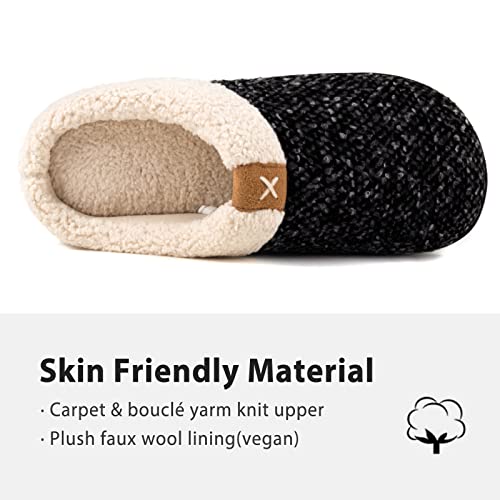 ULTRAIDEAS Mens Slip On Slippers, Sherpa Lined House Shoes with Memory Foam for Indoor Outdoor, Machine Washable (Upgrade Black, Size 7-8) - Image 4