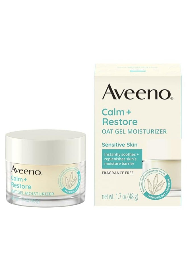Aveeno Calm + Restore Oat Gel Facial Moisturizer for Sensitive Skin, Lightweight Gel Cream Face Moisturizer with Prebiotic Oat and Feverfew, Hypoallergenic, Fragrance- and Paraben-Free, 48g - Image 1