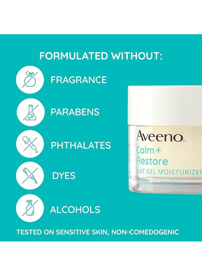 Aveeno Calm + Restore Oat Gel Facial Moisturizer for Sensitive Skin, Lightweight Gel Cream Face Moisturizer with Prebiotic Oat and Feverfew, Hypoallergenic, Fragrance- and Paraben-Free, 48g - Image 3