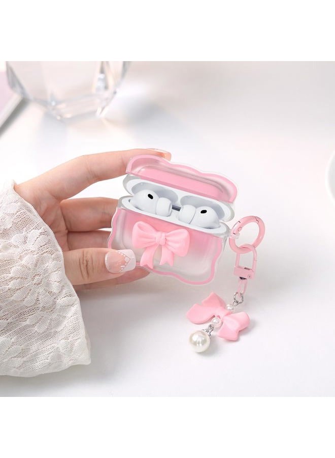 Wowwat for AirPods Pro 3 Case 2025,Cute 3D Bow Pattern Design AirPods Pro 3rd Generation Case Cover,Clear Soft TPU AirPod Pro 3 Cases with Butterfly Pearl Keychain and Cleaner Kit for Women Girls-Pink - Image 4