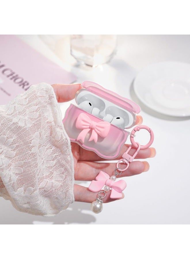 Wowwat for AirPods Pro 3 Case 2025,Cute 3D Bow Pattern Design AirPods Pro 3rd Generation Case Cover,Clear Soft TPU AirPod Pro 3 Cases with Butterfly Pearl Keychain and Cleaner Kit for Women Girls-Pink - Image 3