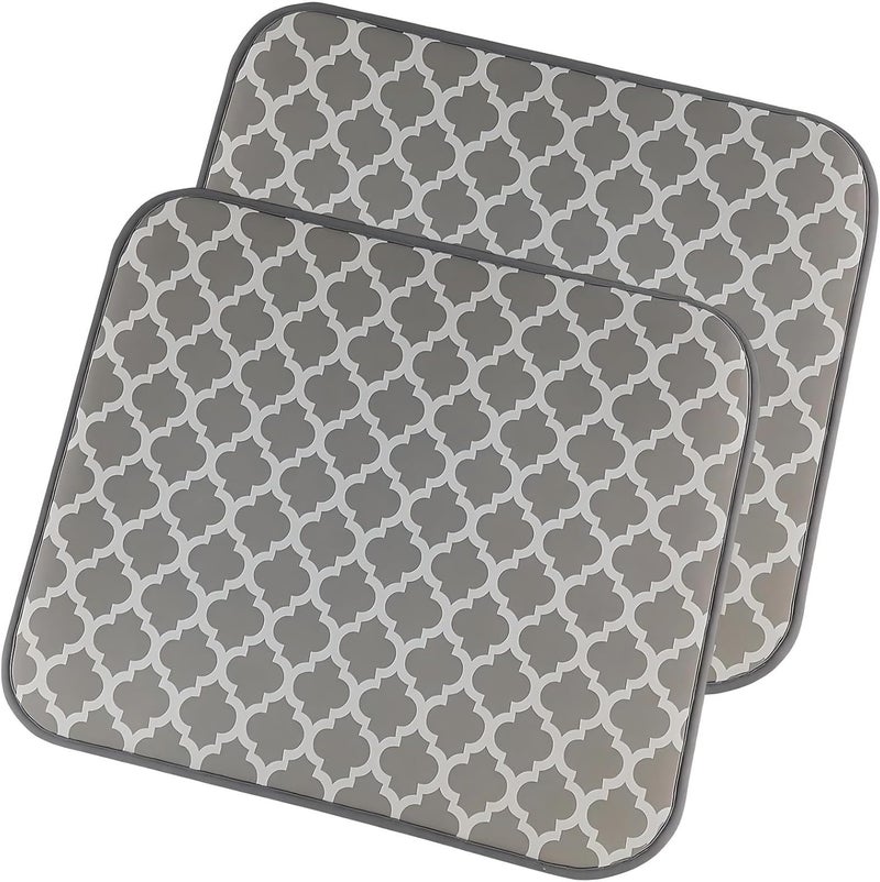 KASTWAVE Kitchen Dish Drying Mat - Non-Slip, Quick-Dry Dish Drainer Mat for Plates, Cups & Glasses - 40x45cm, 2 Pack Grey - Image 1