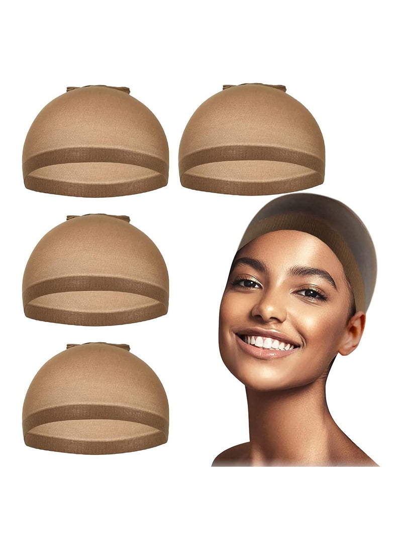 Estelle Wig Caps 4 Pcs Stretchy Nylon Wig Caps Stocking Caps For Wigs Wig Caps For Wigs Women (Light Brown) - Image 1