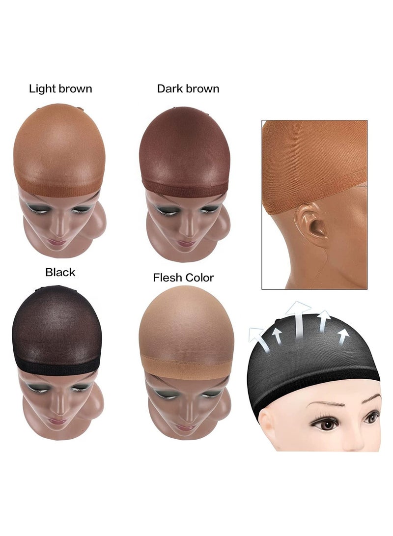 Estelle Wig Caps 4 Pcs Stretchy Nylon Wig Caps Stocking Caps For Wigs Wig Caps For Wigs Women (Light Brown) - Image 3