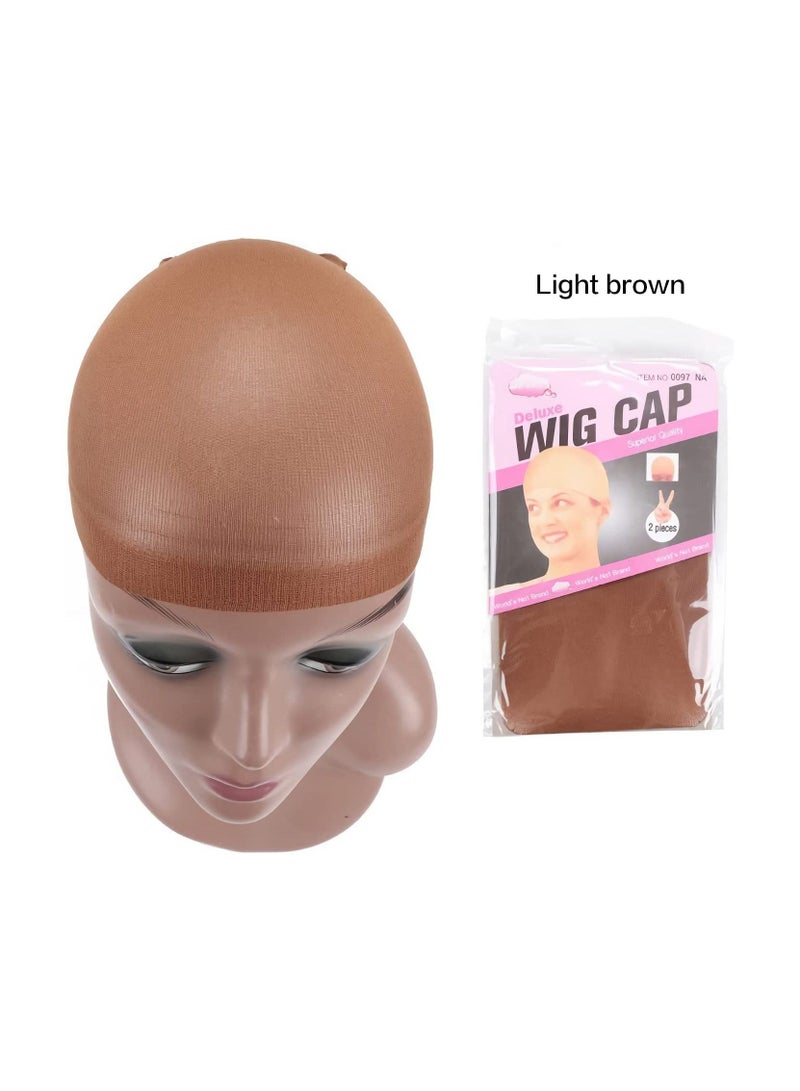 Estelle Wig Caps 4 Pcs Stretchy Nylon Wig Caps Stocking Caps For Wigs Wig Caps For Wigs Women (Light Brown) - Image 2