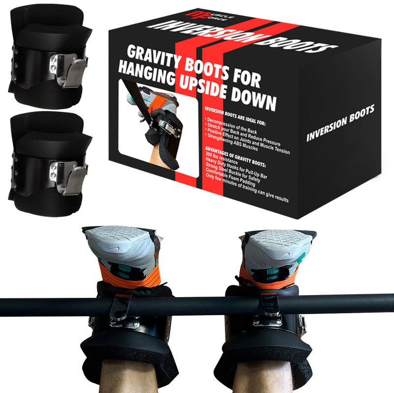 MuscleForge Gravity Boots with Safety Lock, Inversion Boots for Gravity Fitness Training (Pair), for Overhang on The Back and ABS Training, Comfortable 3cm Foam Padding - Image 1