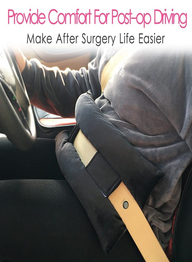 D. Cozy Hysterectomy Pillow Post Abdominal Surgery Seatbelt Pillows with Pocket Myomectomy Comfort Cushion for Tummy Tuck C-Section Belly Incision Recovery Gifts Women Patients, Black Velvet, 1 Count - Image 3