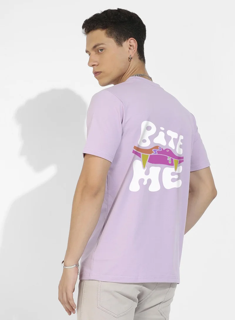 Campus Sutra Men's Lilac Basic Regular Fit T-Shirt
