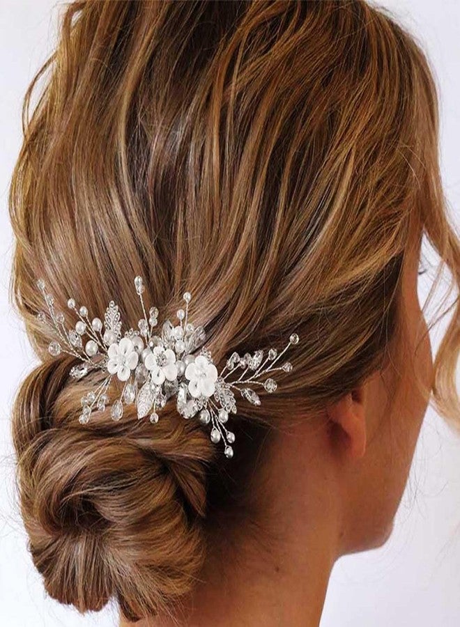 Latious Bridal Hair Comb Silver Wedding Hair Accessories Pearl Hair Clips for Women - Image 1