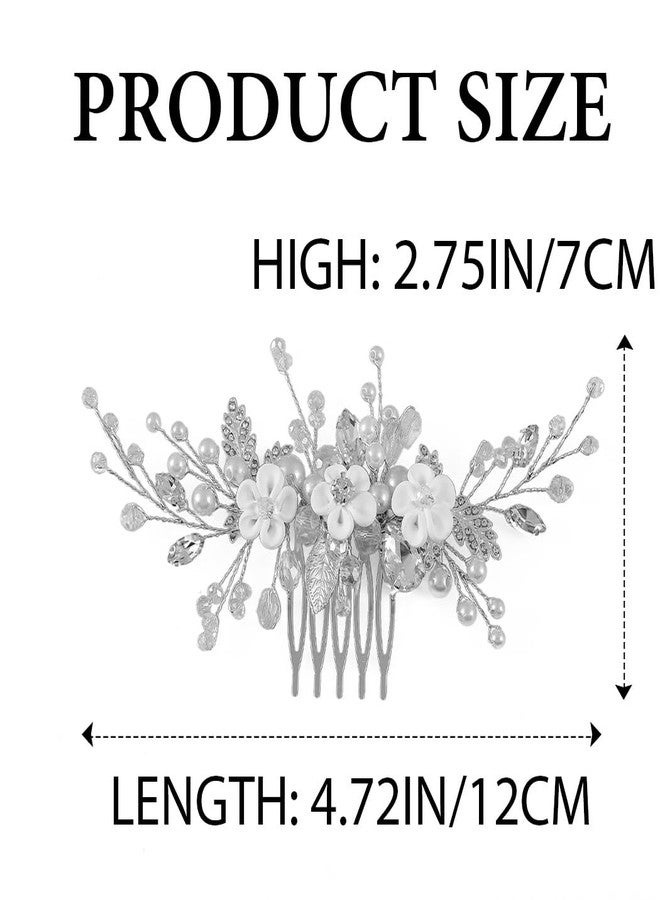 Latious Bridal Hair Comb Silver Wedding Hair Accessories Pearl Hair Clips for Women - Image 4