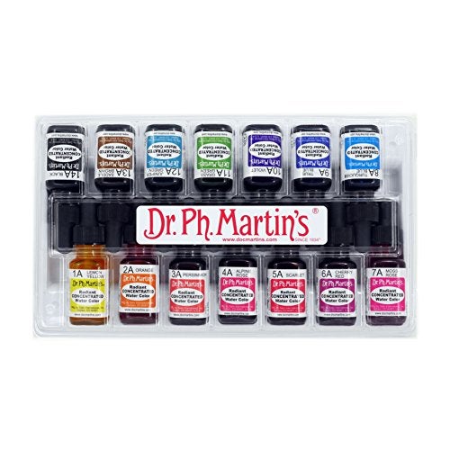 Dr. Ph. Martin's Radiant Concentrated Water Color Bottles, 0.5 oz, Set of 14 (Set A) - Image 1