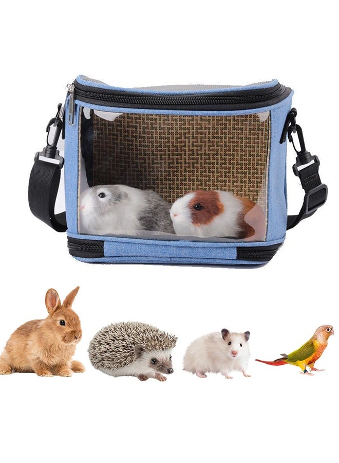 Generic Small Animal Carrier Backpack, Travel Portable Guinea Pig Hamster Bunny Carrier Sling Pouch, Clear Window Breathable Pet Carrier for Hedgehog Sugar Glider Chinchilla Rat (Blue) - Image 1