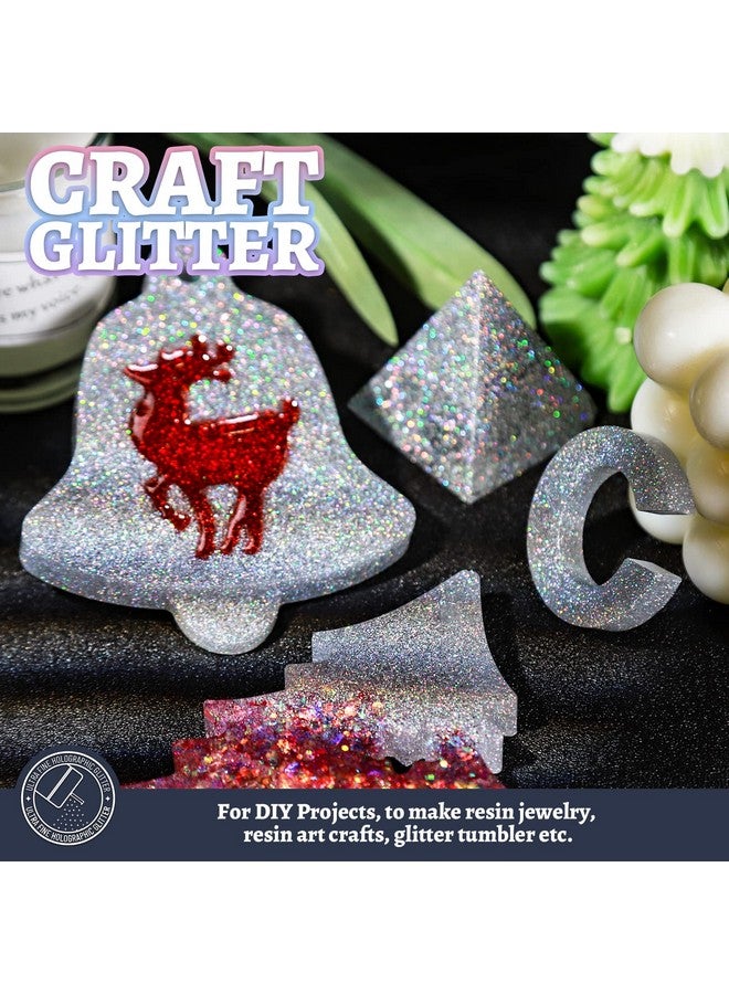 LEOBRO Glitter 180G/6.35Oz Silver Glitter Holographic Ultra Fine Glitter Glitter Powder For Resin Craft Glitter 1/128" Metallic Iridescent Glitter For Tumblers Diy Arts And Crafts Body Glitter - Image 4