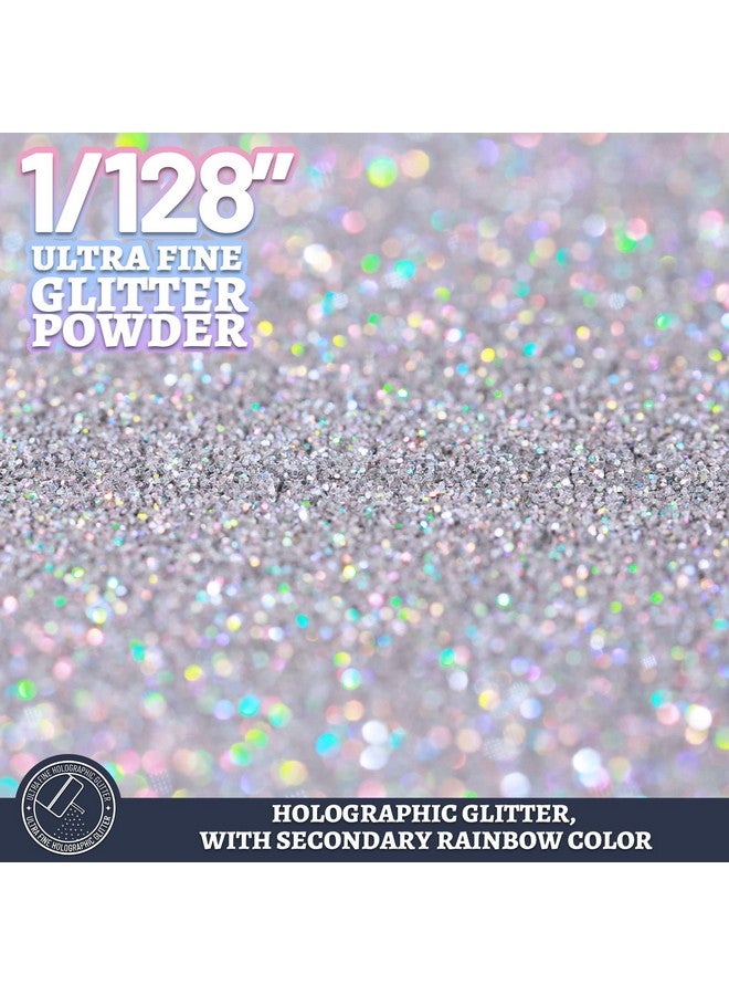 LEOBRO Glitter 180G/6.35Oz Silver Glitter Holographic Ultra Fine Glitter Glitter Powder For Resin Craft Glitter 1/128" Metallic Iridescent Glitter For Tumblers Diy Arts And Crafts Body Glitter - Image 3