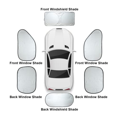 Suzec Car Accessories 6 in 1 Car Windscreen Sun Shade, Car Curtains Heat Reflective Windshield Visor, Front and Rear - Image 4