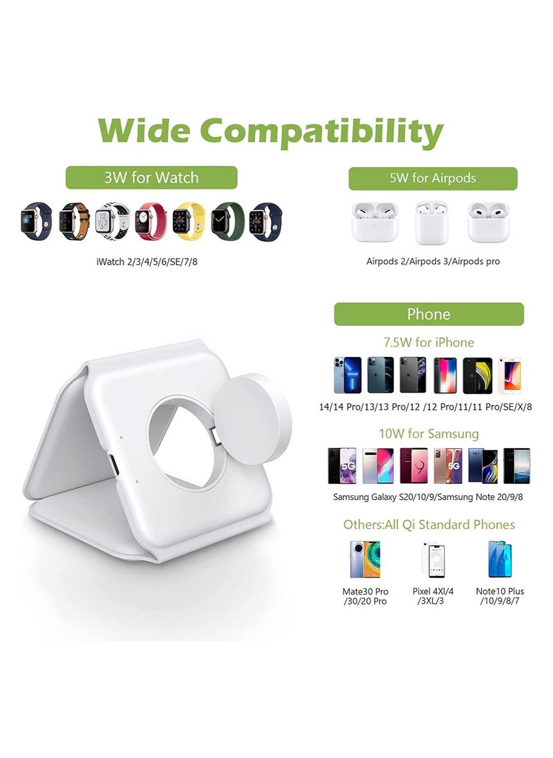 Generic - 3 in 1 Wireless Charger, Foldable Magnetic Charger Station, 18W Fast Wireless Charging Pad, Compatible with iPhone 14/13/12/11, Samsung - Image 1