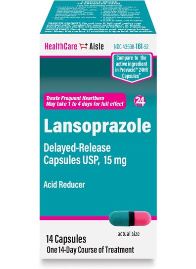 HealthCareAisle HealthCareAisle Lansoprazole 15 mg - 14 Delayed-Release Capsules - Acid Reducer, Treats Frequent Heartburn 
