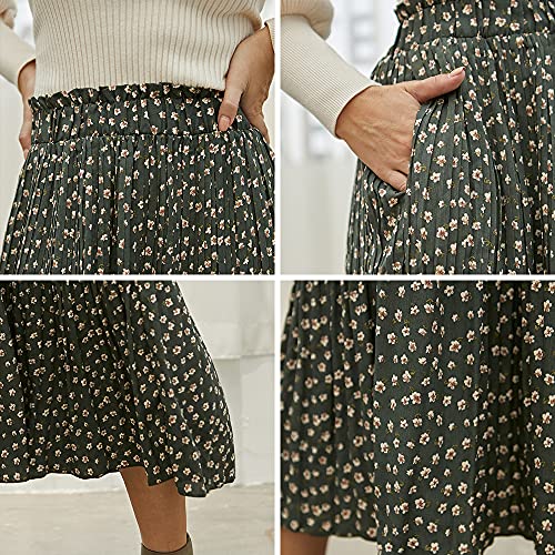 EXLURA Womens High Waist Polka Dot Pleated Skirt Midi Swing Skirt with Pockets - Image 4
