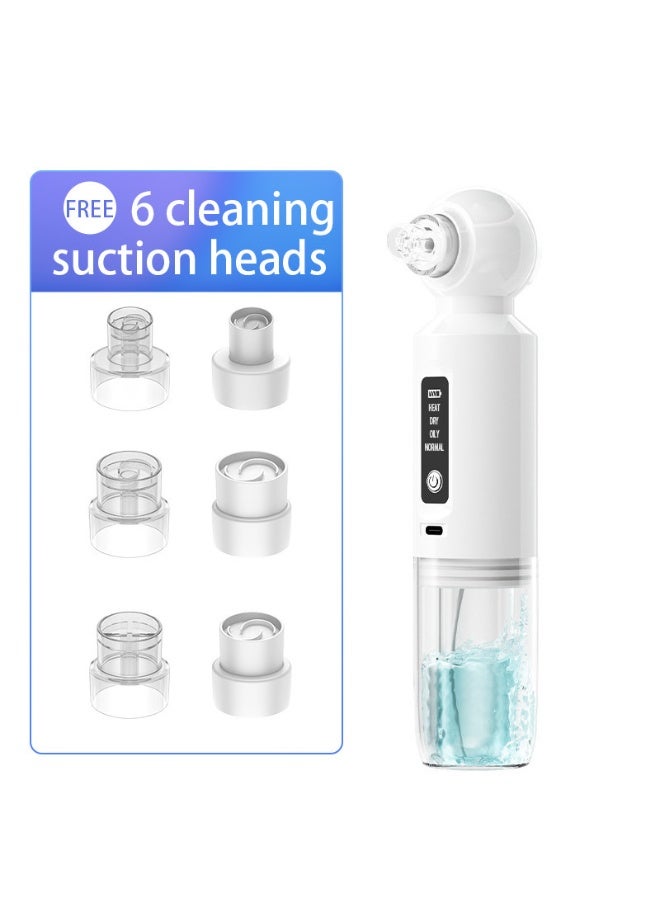 6-head Blackhead Cleaner, Vacuum Electric Blackhead Pore Cleaner, USB Charging Mini Bubble Beauty Device,to Activate Heating Mode, Press and Hold the Power Button for 3 Seconds.Automatically Maintains a Constant Temperature of 46°C. - Image 1