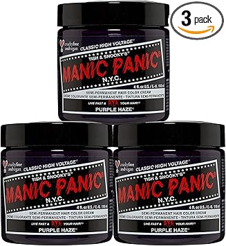 Manic Panic Purple Haze Classic Creme Vegan Cruelty Free Purple Semi Permanent Hair Dye 3 x 118ml - Image 1