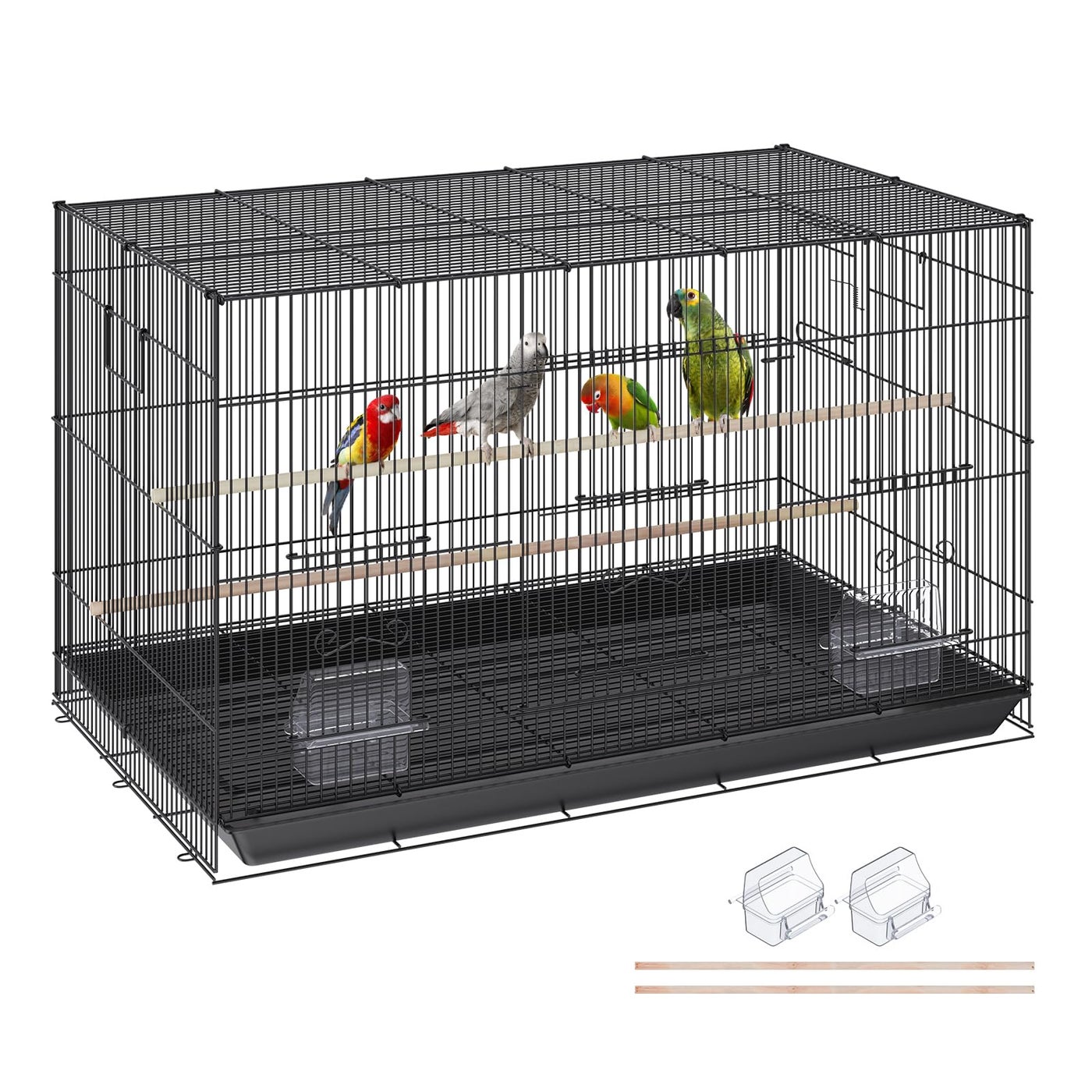 VEVOR 30 Inch Flight Bird Cage, Stackable Bird Cage Parakeet Cage with Slide-Out Tray and Handle, Small Parrots Birdcage for Cockatiels Budgies Conure Macaw Finch Lovebirds Canaries Pigeons