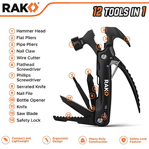 RAK Hammer Multitool BirthdayGifts for Men - Cool Unique Gifts Who Have Everything - Compact DIY Survival Multi Tool - Backpacking & Camping Accessories - Gadget Gifts - Image 2