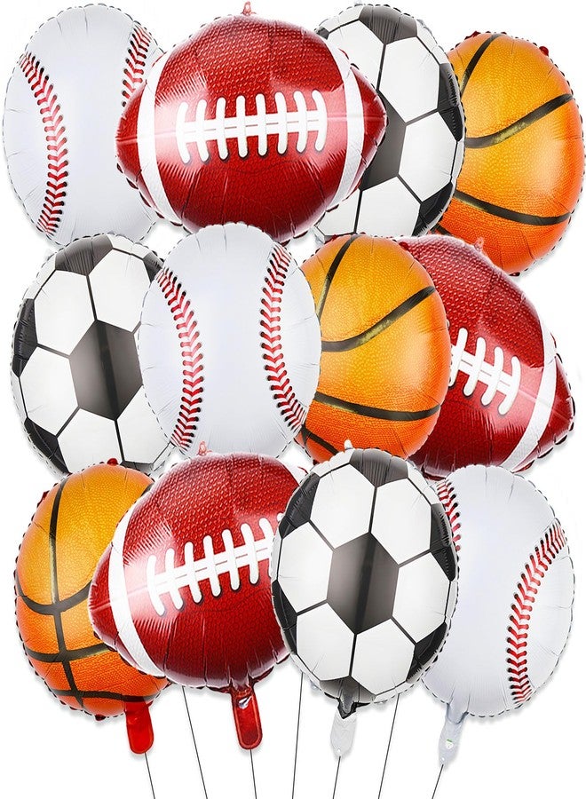 YOUDICT 12 PCS Sports Balloons Football Basketball Baseball Soccer Football Party Balloons for Sports Birthday Party Decorations Supplies - Image 1
