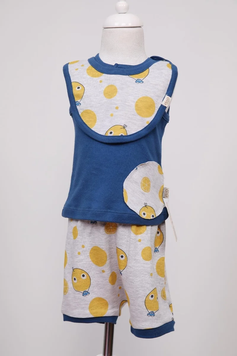 بيبي هولا Lemon Print Shorts Undershirt Baby Boy Suit 3-Piece 3572