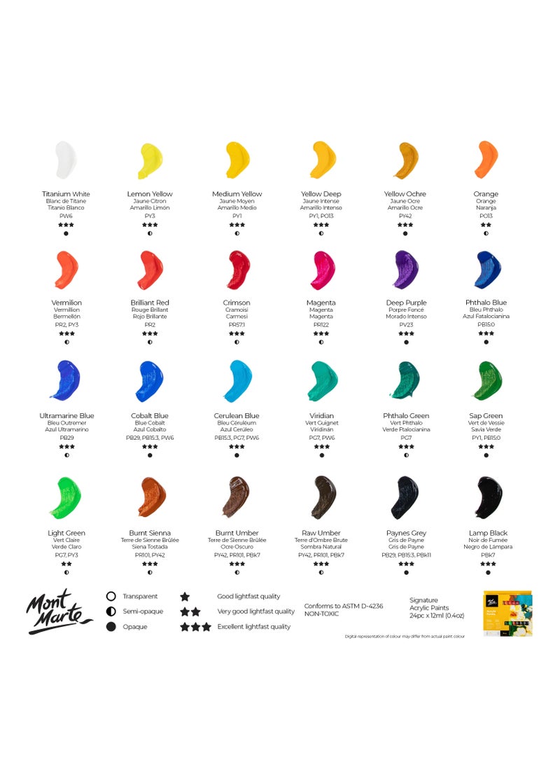 Mont Marte Acrylic Paints 24pc x 12ml - Image 2