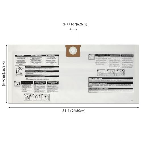 SHOPVAC Shop-Vac 9066133 Disposable Filter Bags, Fits 5-8 Gallon Vacs, For Dry Pick-Up Only, White Paper, (3-Pack) - Image 2