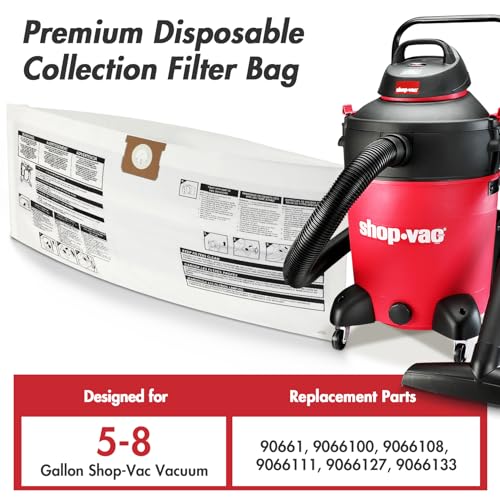 SHOPVAC Shop-Vac 9066133 Disposable Filter Bags, Fits 5-8 Gallon Vacs, For Dry Pick-Up Only, White Paper, (3-Pack) - Image 3