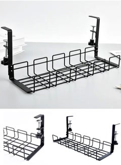 Generic Cable Management Under Desk Tray Upgraded Wire Management No Drill No Screws, Cable Tray with Clamp for Desk Wire Management, Computer Cable Rack for Office, Home - No Damage to Desk  - Image 1
