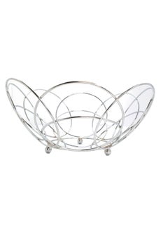 Fruit Bowl - Countertop Chrome Plated Iron Fruit Basket – Vintage Style Wire Fruit Storage - Keeps Fruits and Veg Fresh - Storage Basket for Home Kitchen Silver