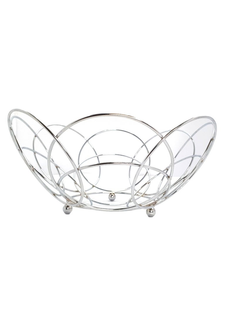 Generic - Fruit Bowl - Countertop Chrome Plated Iron Fruit Basket – Vintage Style Wire Fruit Storage - Keeps Fruits and Veg Fresh - Storage Basket for Home Kitchen Silver - Image 1