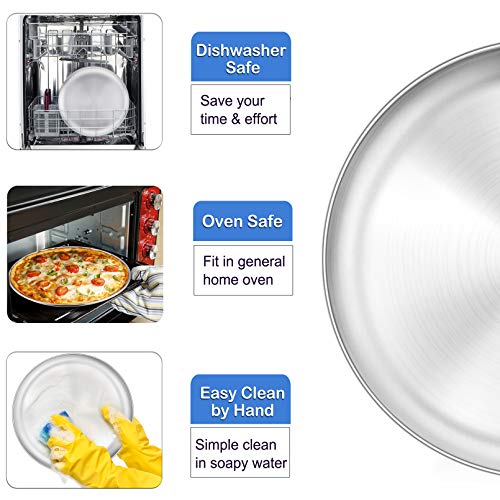 P&P CHEF Pizza Pan Bakeware for Home Kitchen, Stainless Steel Pizza Tray for Baking Pizza, Healthy & Reusable & Easy Clean, Oven & Freezer Safe, 10 Inch & Silver - Image 4