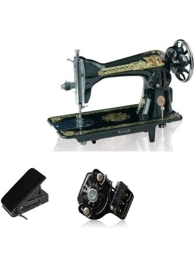 SINGER Sewing machine (including motor and foot pedal); material: iron; country of manufacture: India. - Image 1