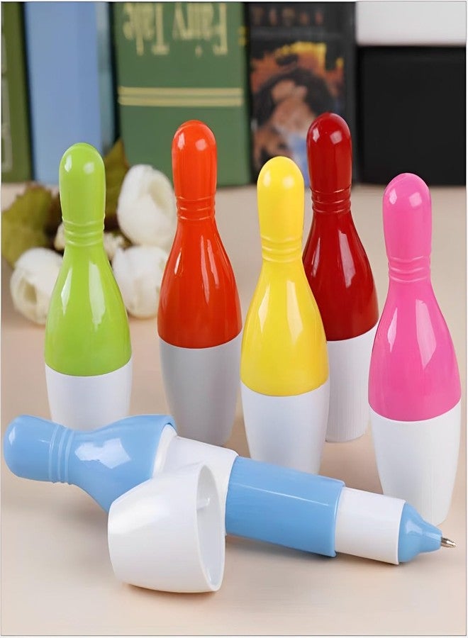 QFSH 12Pcs Funny Ballpoint Pens Cute Retractable Bowling Pens for School Students 0.7mm, Blue Ink - Image 2