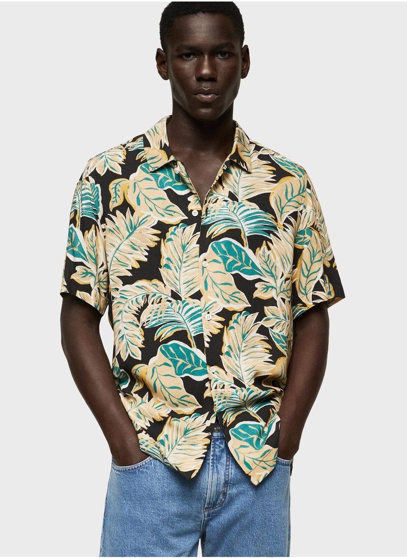 Mango Man - Hawaiian Print Regular Fit Shirt - Image 1