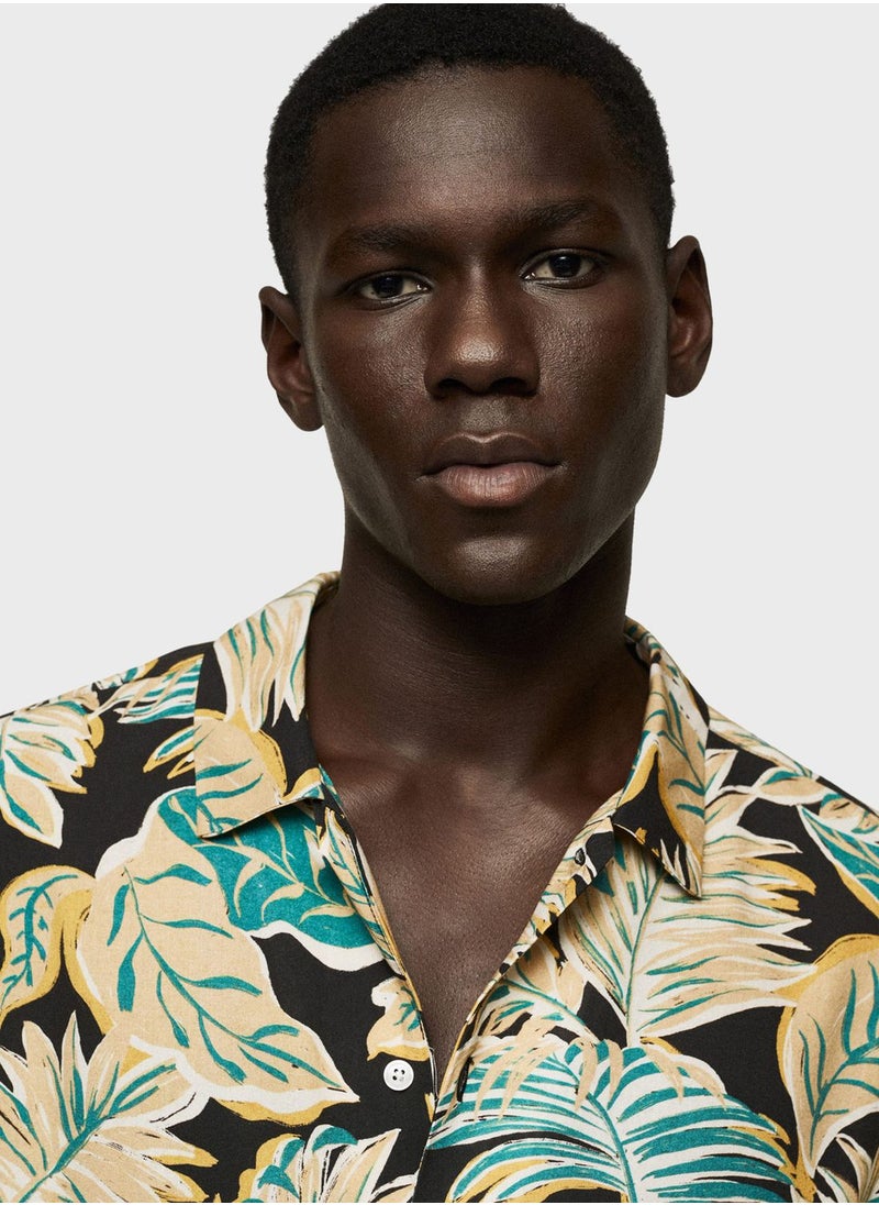 Mango Man - Hawaiian Print Regular Fit Shirt - Image 1