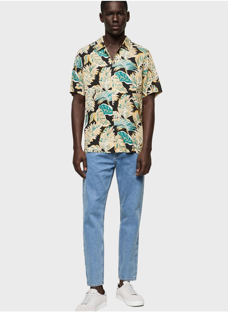 Mango Man - Hawaiian Print Regular Fit Shirt - Image 1
