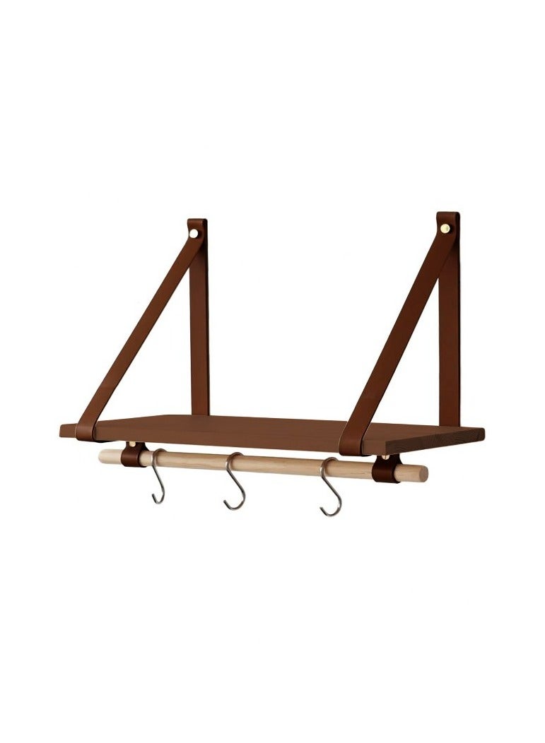 Home Gallery PU Brown Leather Strap Wall Floating Shelf Brown  - Image 2