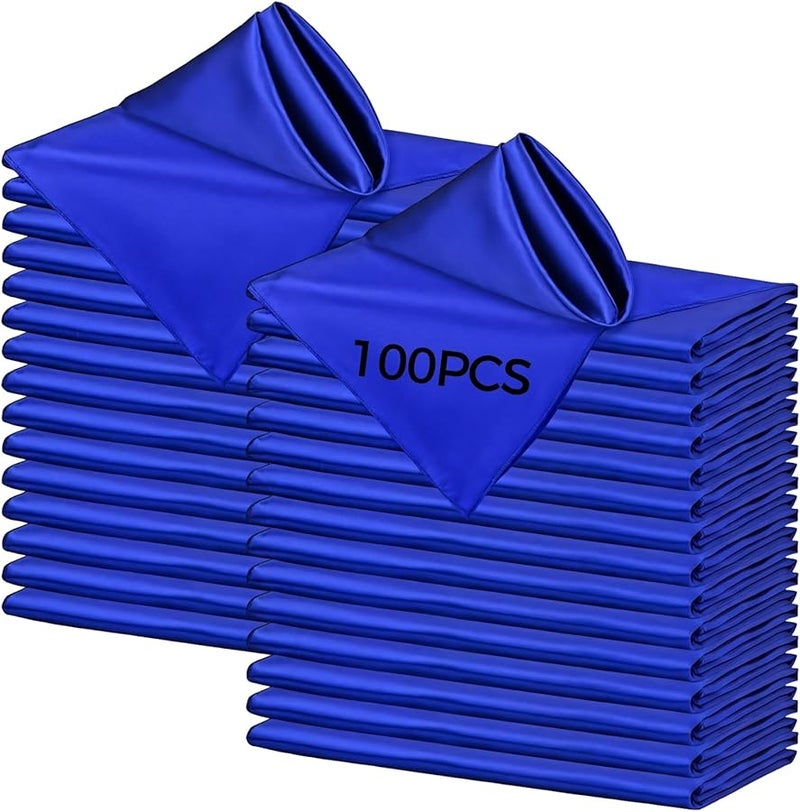 Royal Blue Satin Cloth Napkins 12 Inch Square 100 Pcs for Weddings Formal Events - Image 2