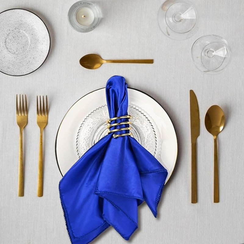 Royal Blue Satin Cloth Napkins 12 Inch Square 100 Pcs for Weddings Formal Events - Image 3