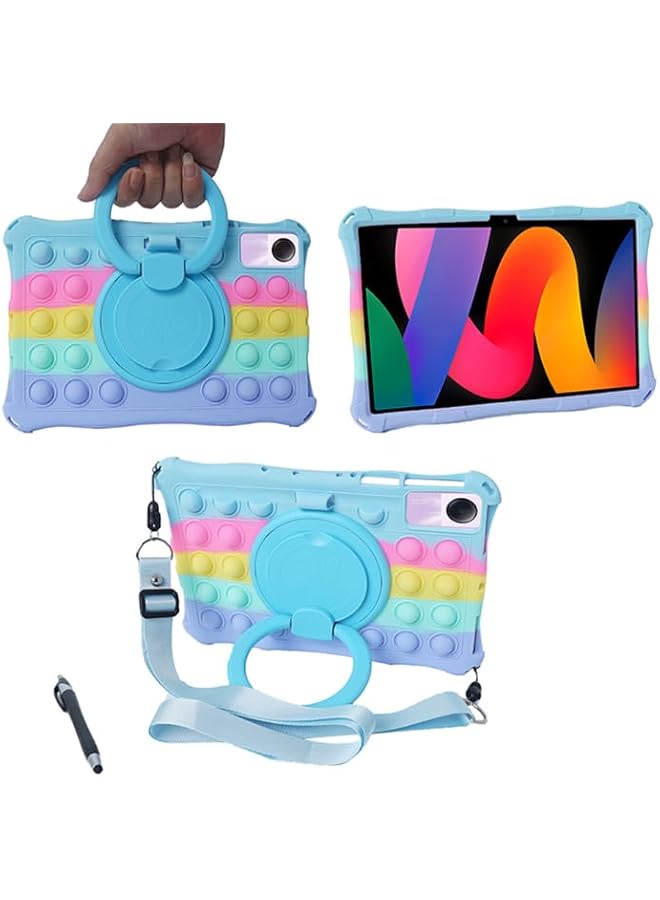 erorex Case Compatible With Xiaomi Redmi Pad Se 11 Inch 2023 Kids Friendly With Hand Strap Shoulder Belt Rotatable Stand Cover Funda Colorful Sky Blue  - Image 1