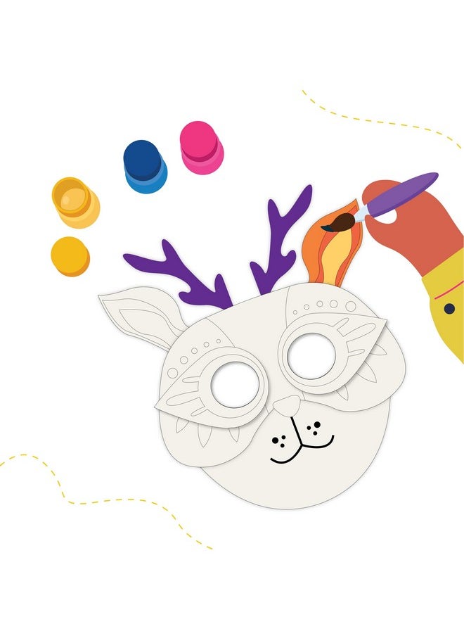 Lighthouse LIGHTHOUSE Make Your Own Mask DIY Kit For Kids | Art and Craft Kit for Kids, DIY Face Mask Kit | Cool and Funky Masks, Contents - Mask, Paint Brush, Glue, Colours and More | Birthday Return Gift For Kids  - Image 4