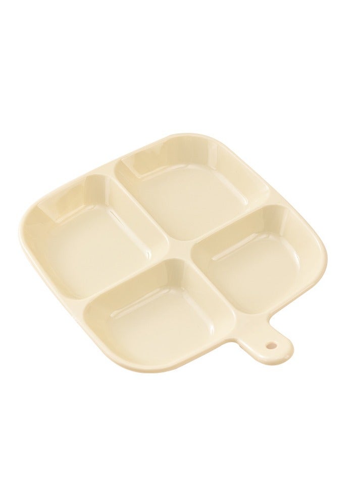 4 grid seasoning plate/appetizer plate/dipping sauce plate/side dish 4 grid/kitchen plate 2pcs (1*beige, 1*transparent color)  - Image 1