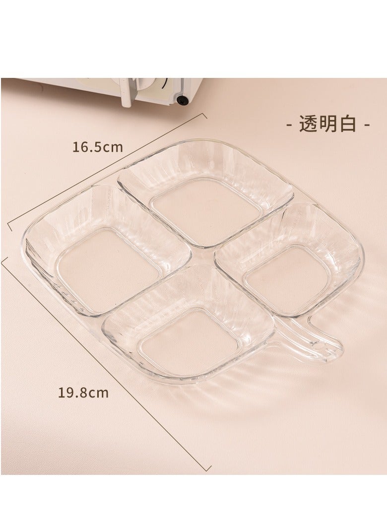 4 grid seasoning plate/appetizer plate/dipping sauce plate/side dish 4 grid/kitchen plate 2pcs (1*beige, 1*transparent color)  - Image 2